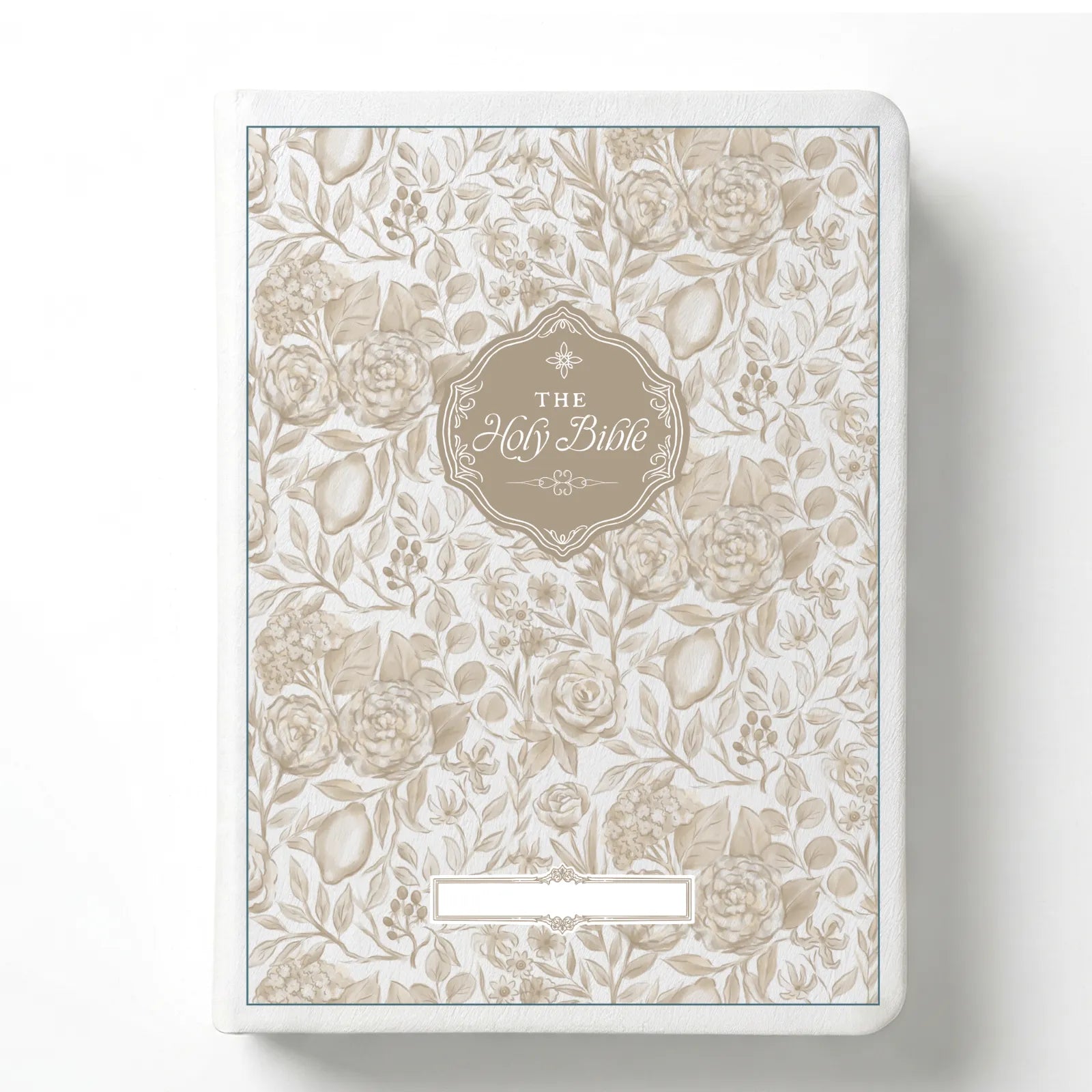 Custom Floral Citrus Bible with Personalized Name Plate for Notetaking