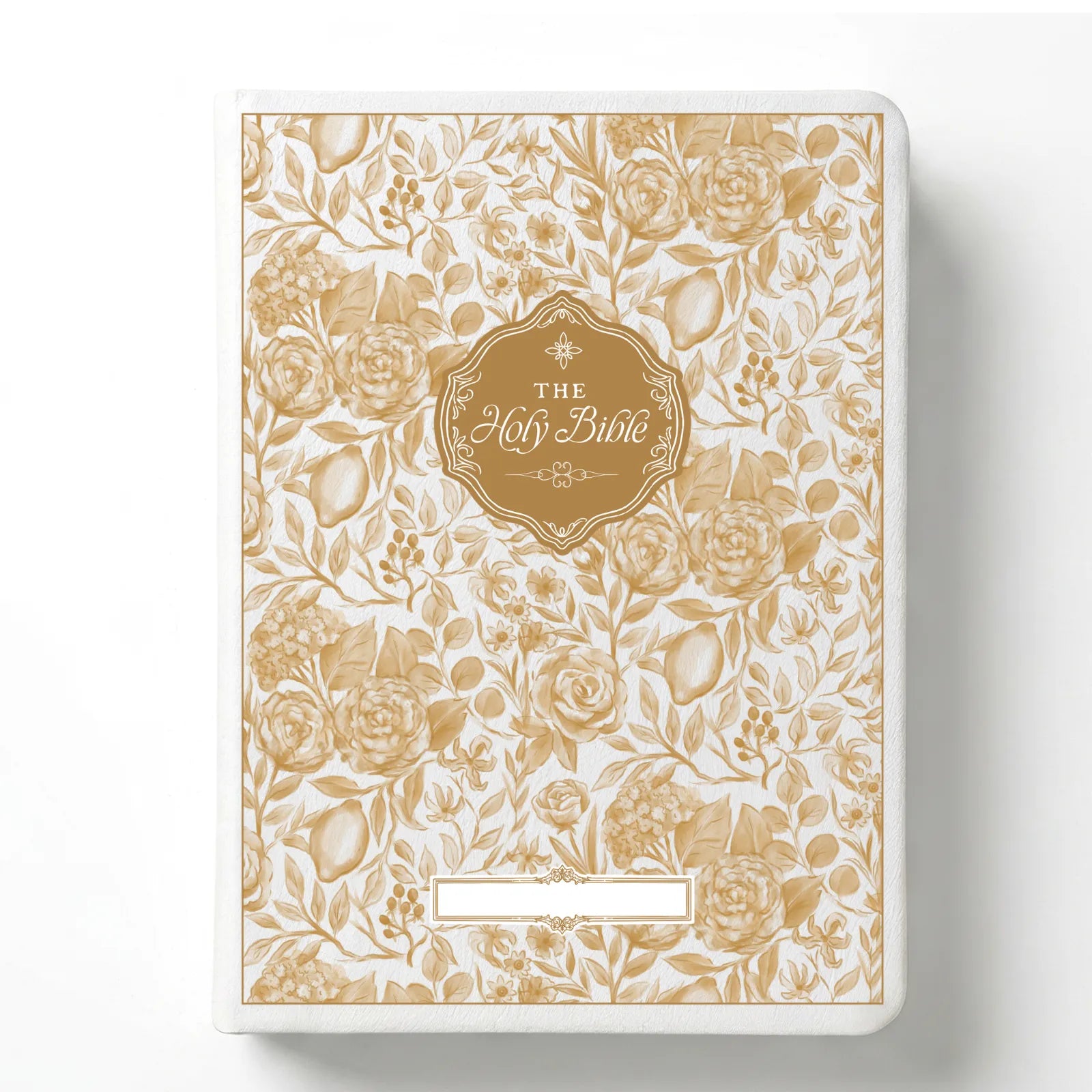 Custom Floral Citrus Bible with Personalized Name Plate for Notetaking
