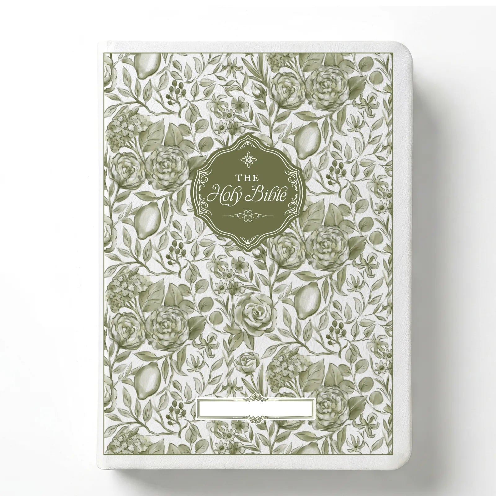 Custom Floral Citrus Bible with Personalized Name Plate for Notetaking