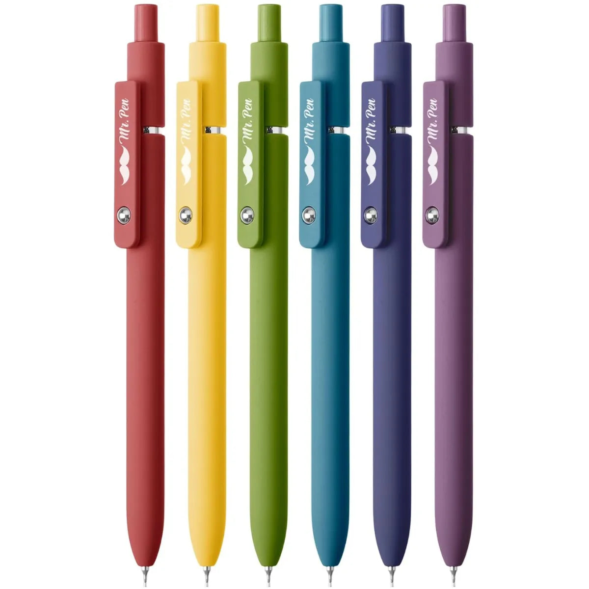 Retractable Gel Pens (6 or 12 Pack) - Morandi & Vintage Barrels, Black Ink, Fine Point 0.5mm, Fast Dry
