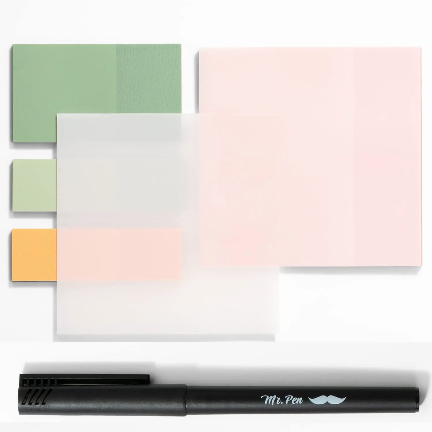 Pastel Transparent Sticky Notes Set (200 Sheets) with Fine-Tip Pen – Ideal for Bible Study, Planner Tabs & Book Annotations