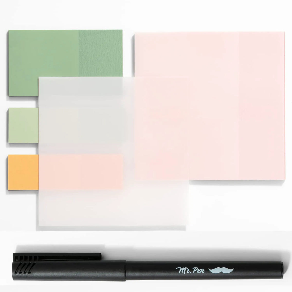 Pastel Transparent Sticky Notes Set (200 Sheets) with Fine-Tip Pen – Ideal for Bible Study, Planner Tabs & Book Annotations