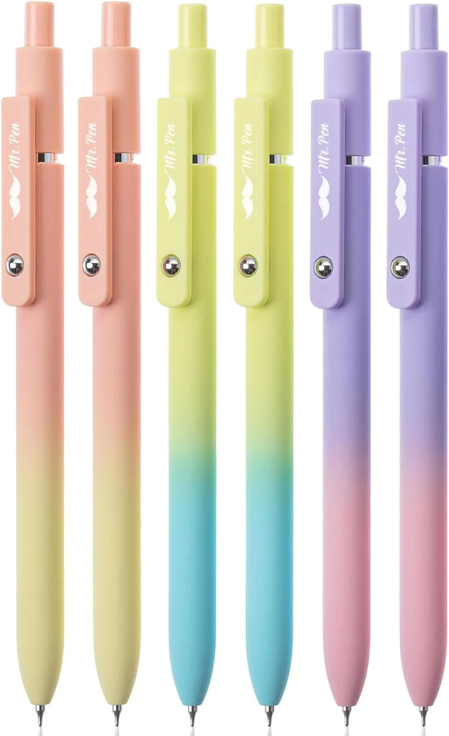 Customizable Retractable Gel Pens with Morandi & Gradient Barrels, Fine Point 0.5mm Black Ink