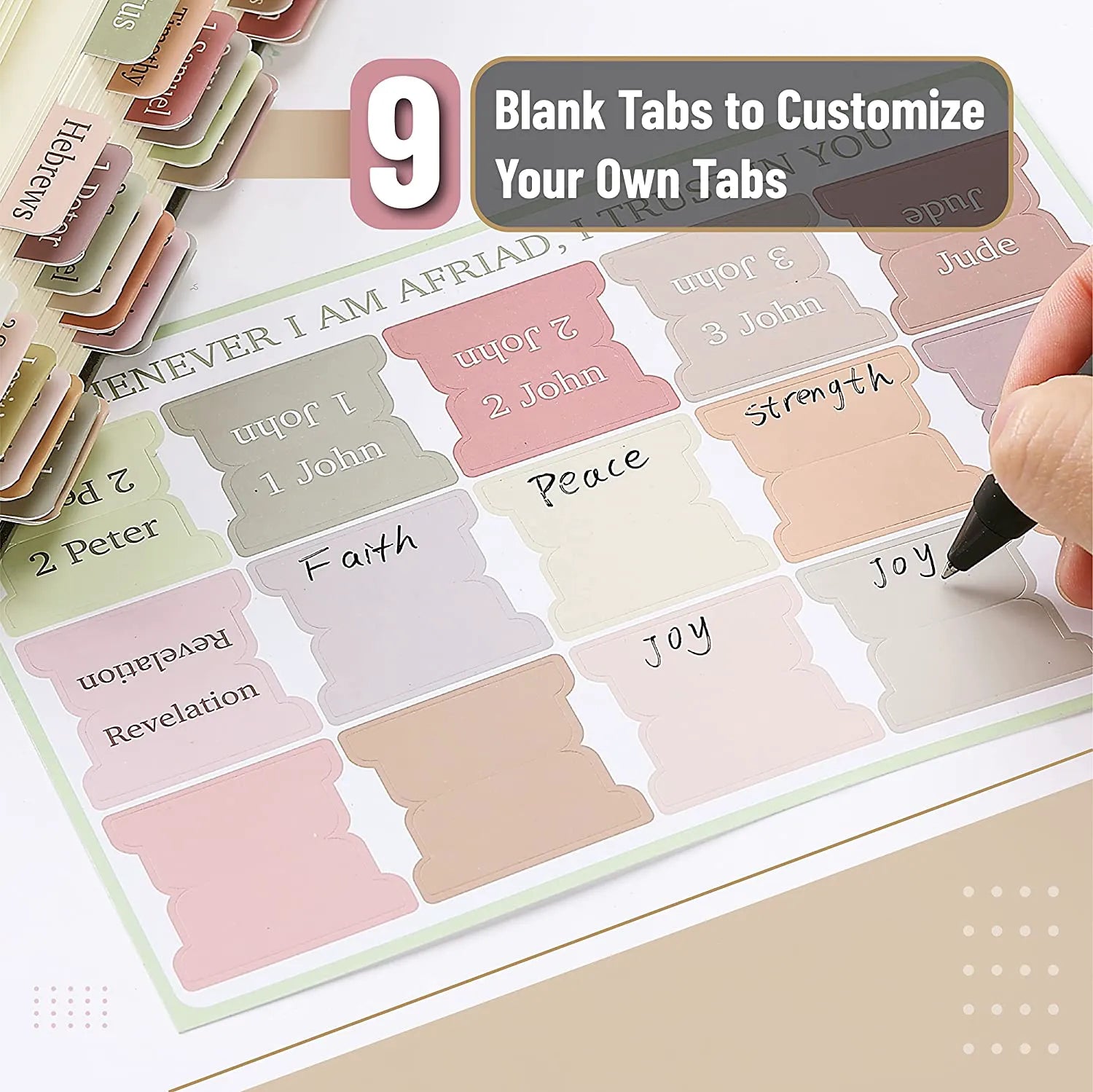 Laminated Bible Tabs (75 pcs) with Multiple Color Themes