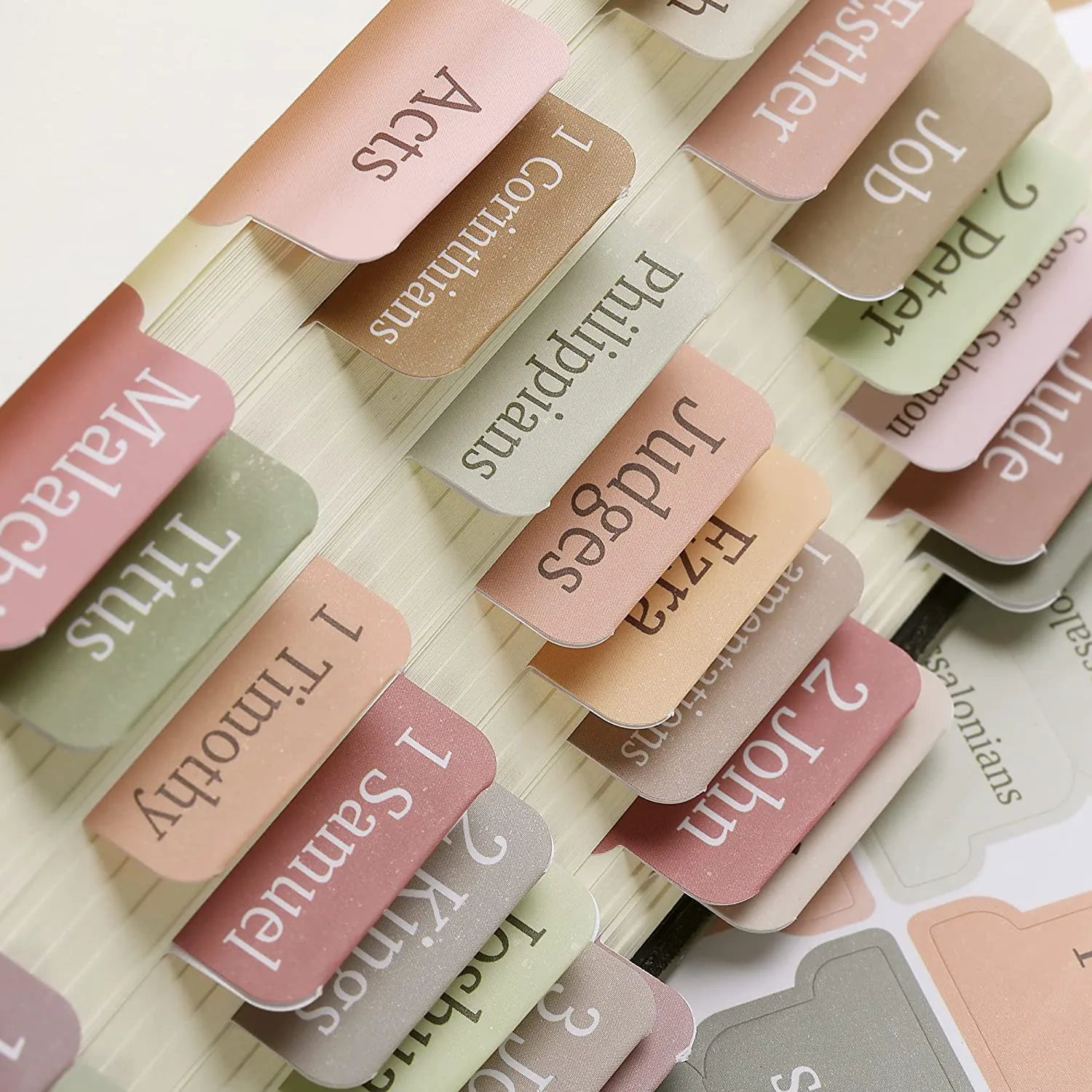 Laminated Bible Tabs (75 pcs) with Multiple Color Themes