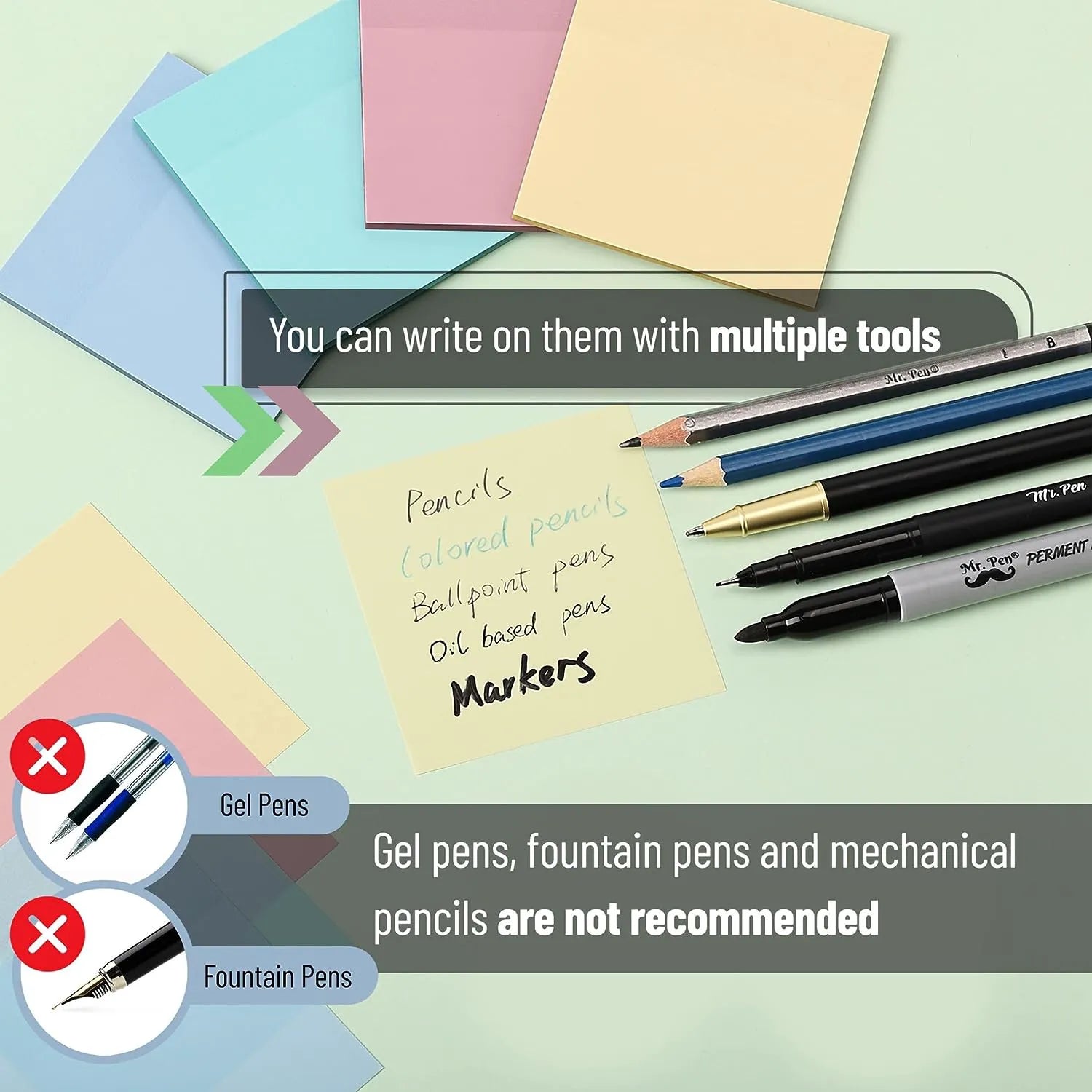 Pastel Transparent Sticky Notes 3x3