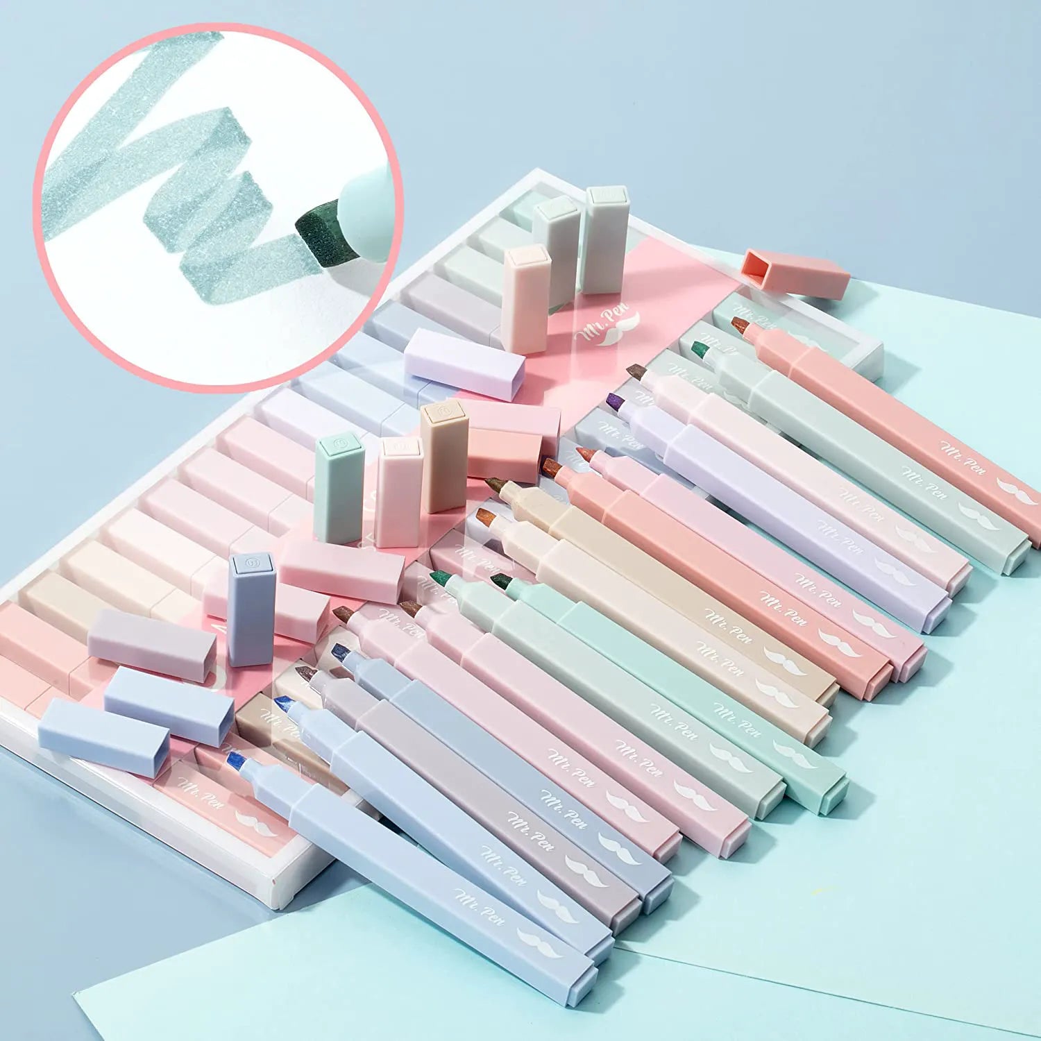 Aesthetic Pastel Highlighters, 16-Pack, Chisel Tip, Morandi Colors, No-Bleed Bible Markers, Assorted Cute Shades