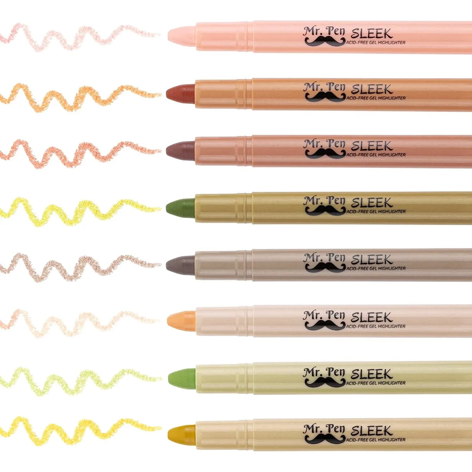 Gel Highlighters, 8 Pack, No-Bleed, Twist-Up Design, Sharpenable Tips, Smooth Glide, Perfect for Bible Pages